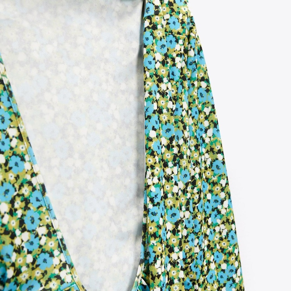 💚 ZARA Bloggers Fav Long Sleeve Floral Backless Dress with Tie. LARGE - Picture 13 of 14